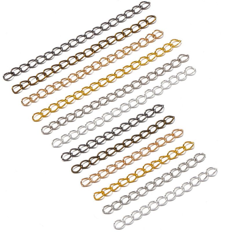 100 PCS/Package 3.5*50mm 3.5*70mm Zinc Alloy Solid Color Polished Extension Chain