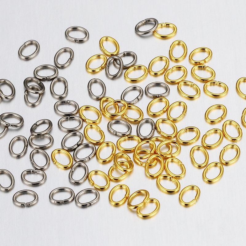 100 Stück/Paket 3*4mm Rostfreier Stahl 18 Karat Vergoldet Einfarbig Poliert Öffnende Ringe