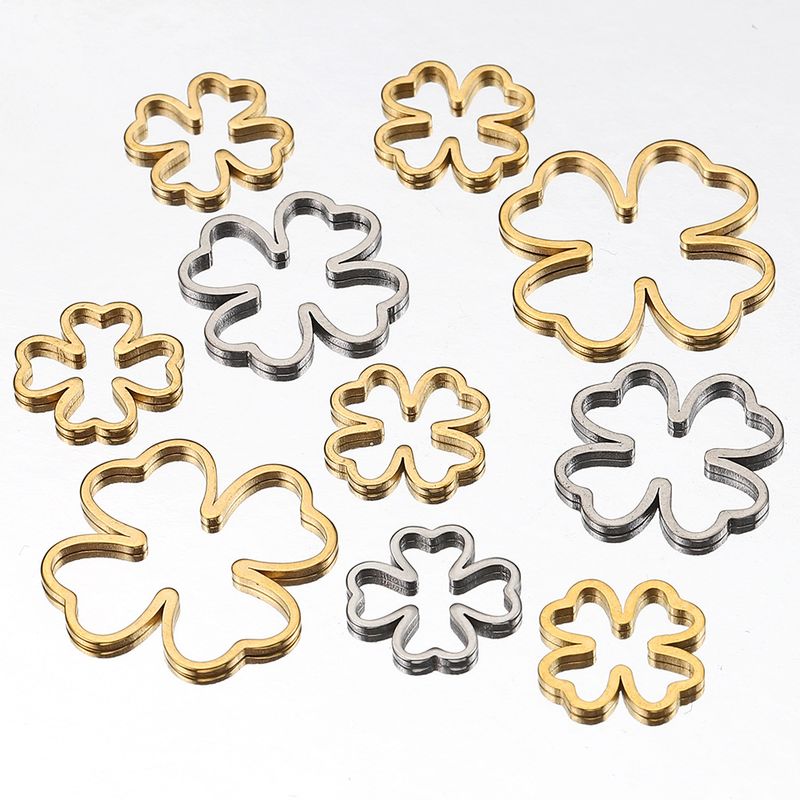 20 Piezas/Paquete 12*12mm 16x16mm 20x20mm Acero Inoxidable Chapados en oro de 18k Trébol De Cuatro Hojas Pulido Colgante