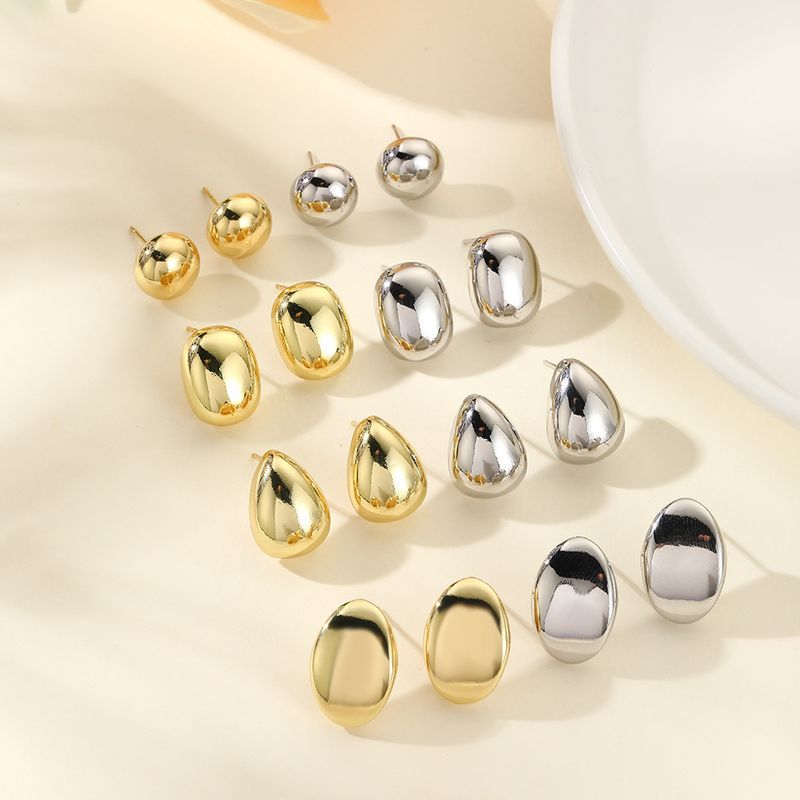 1 Pair Simple Style Classic Style Solid Color Plating Copper Ear Studs