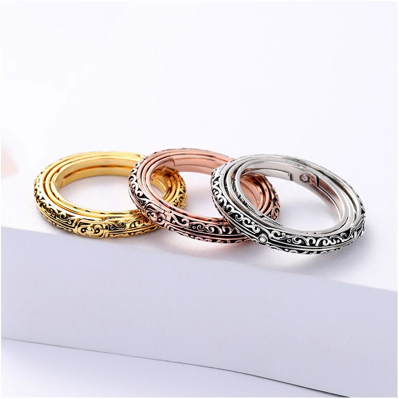 Sterling Silver Retro Solid Color Rings