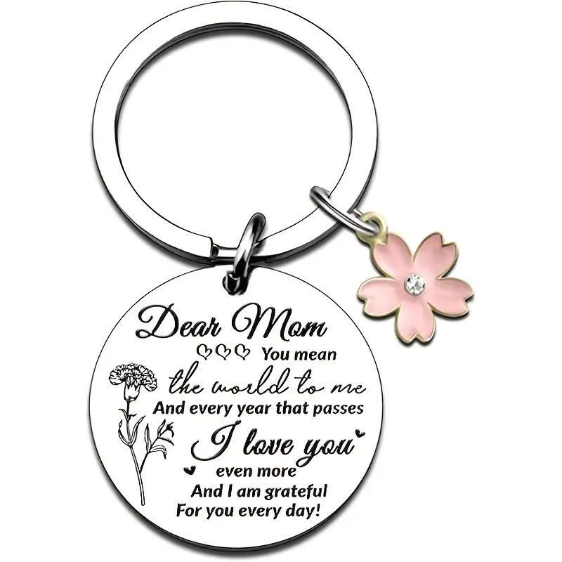 MAMA Letter Flower 201 Stainless Steel Alloy Polishing Carving Mother'S Day Women's Bag Pendant Keychain