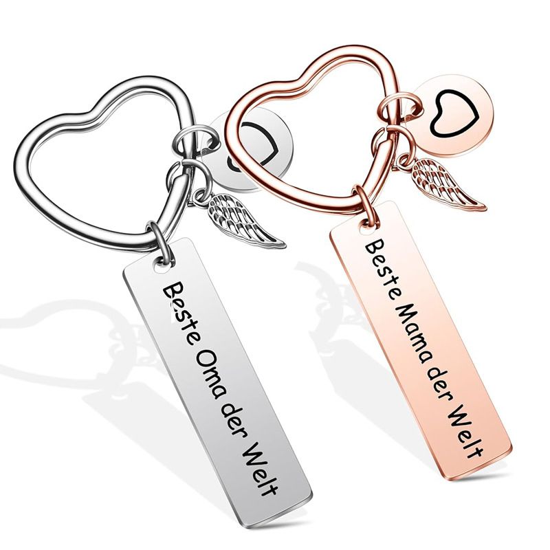 Simple Style Letter Wings Heart Shape 201 Stainless Steel Alloy Plating Carving Polishing Women's Keychain Bag Pendant