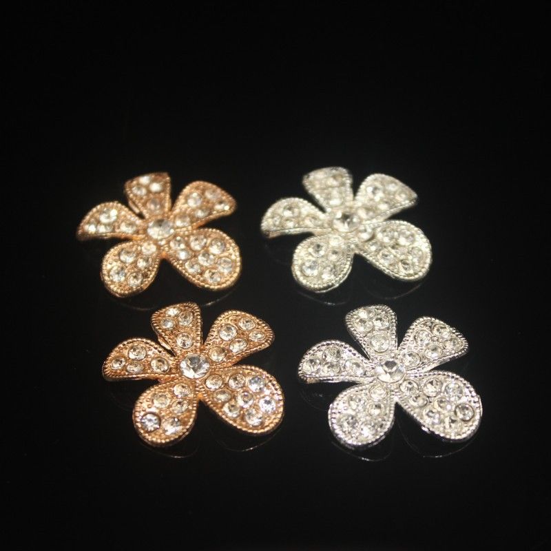 1 Pieza 25x27mm Aleación De Zinc Diamantes De Imitación Flor Pulido Material De Brila
