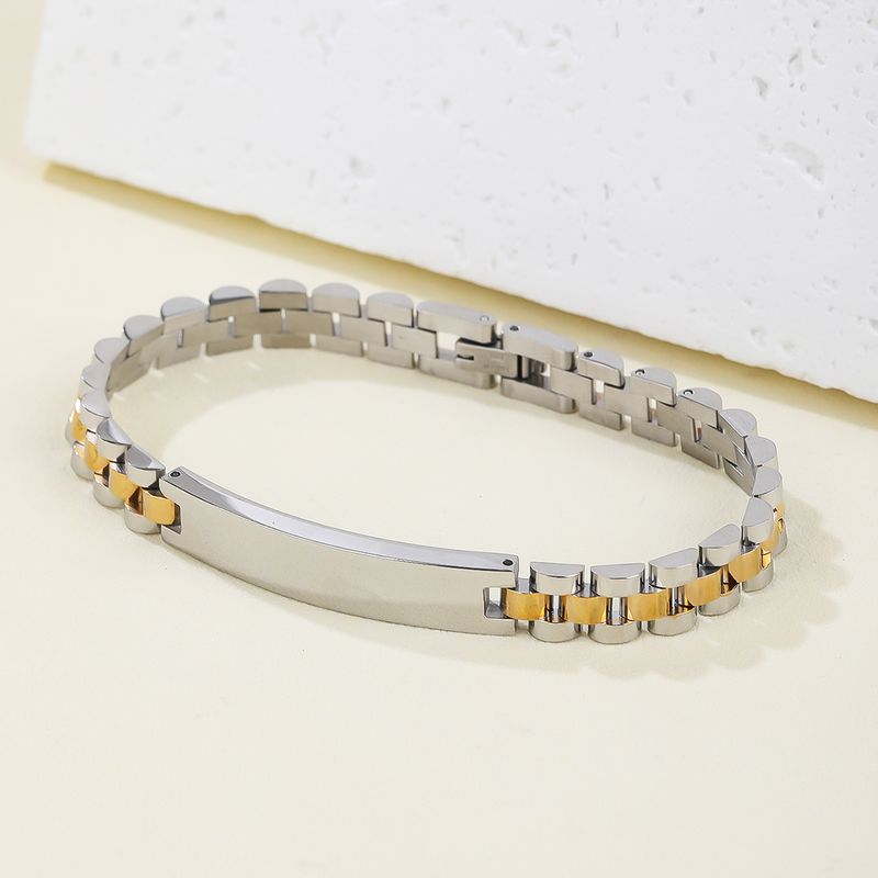 Hip-Hop Vintage Style Simple Style Color Block 304 Stainless Steel 18K Gold Plated Bracelets In Bulk