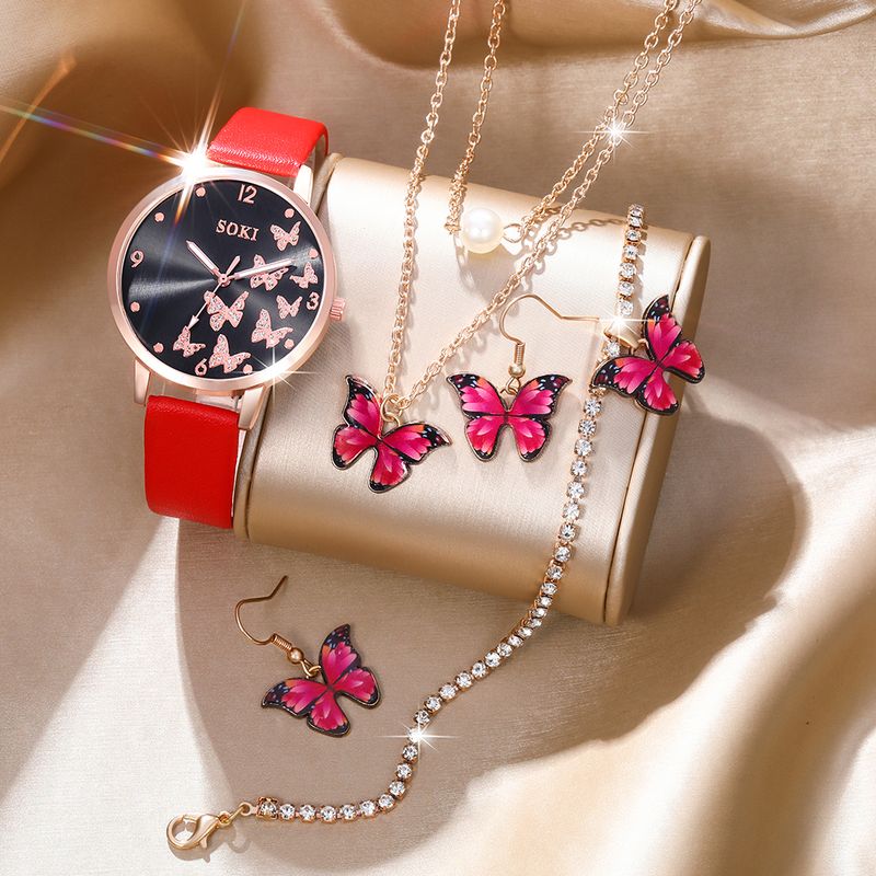 Lässig Elegant Schmetterling Schnalle Quarz Frauen Uhren