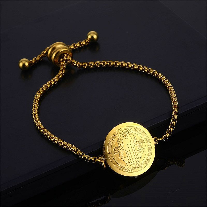 Acero Inoxidable Chapados en oro de 18k Estilo Simple Artístico Humano Religión Corte De Pelo Pulsera