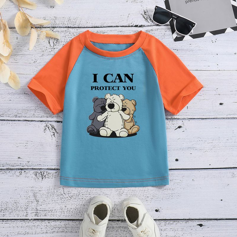 Casual Cartoon Letter Bear Polyester T-shirts & Shirts