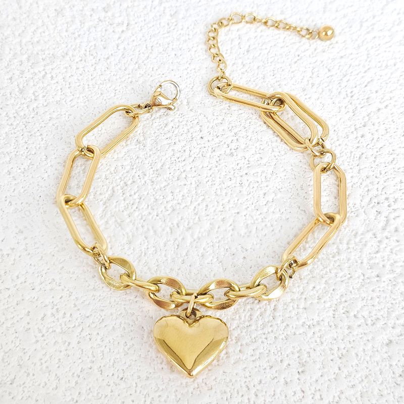 304 Stainless Steel Gold Plated Elegant Plating Heart Shape Bracelets