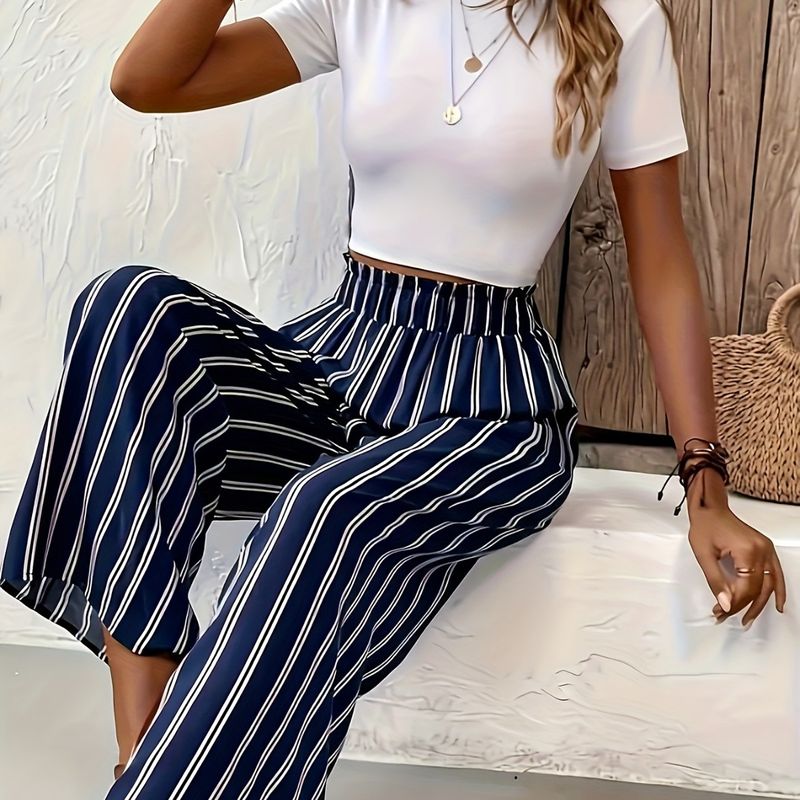 Femmes Décontractée Vacances Du Quotidien Style Simple Bande Toute La Longueur Impression Bande Pantalons Décontractés