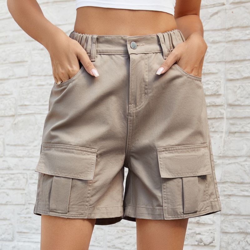 Femmes Du Quotidien Vêtement De Rue Couleur Unie Shorts Poche Pantalon Cargo Jeans