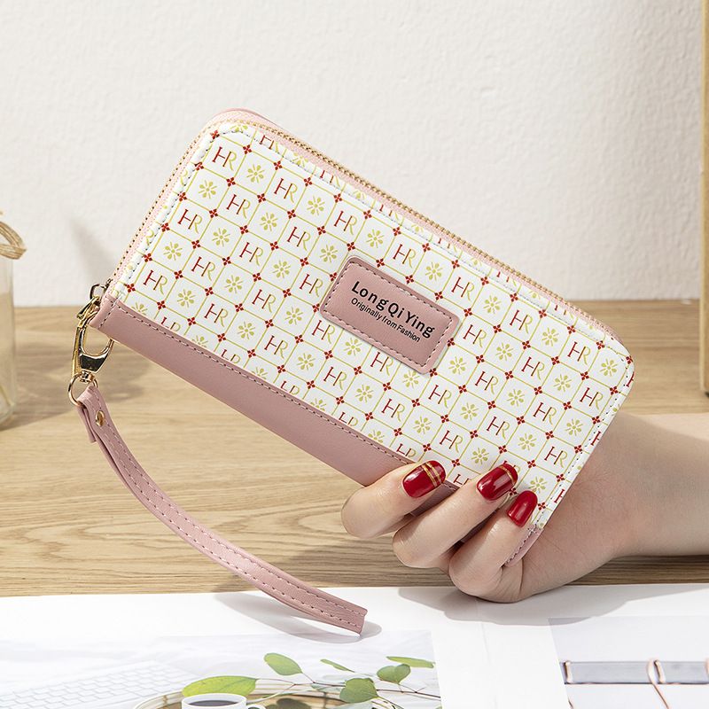 Frau Geometrisch Pu-Leder Reißverschluss Schnalle Brieftaschen