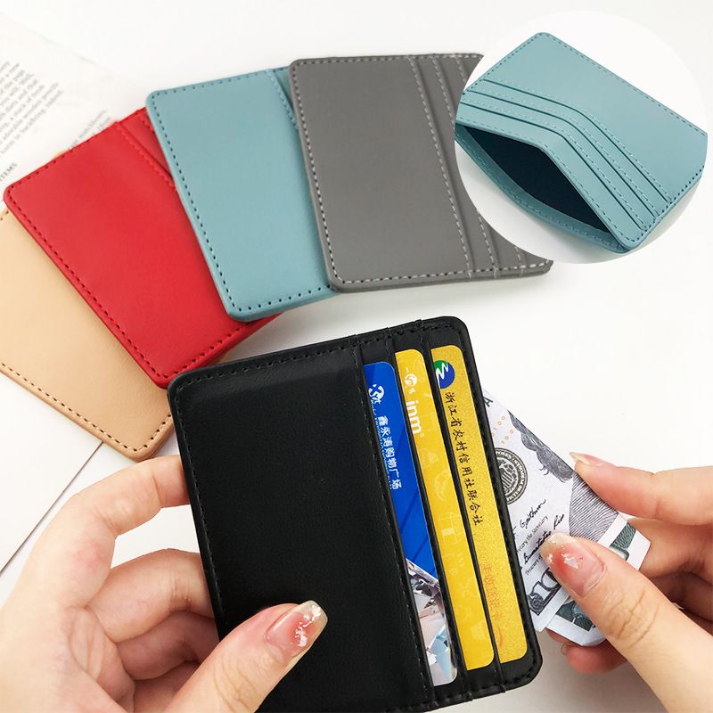 Unisex Solid Color Pu Leather Open Card Holders