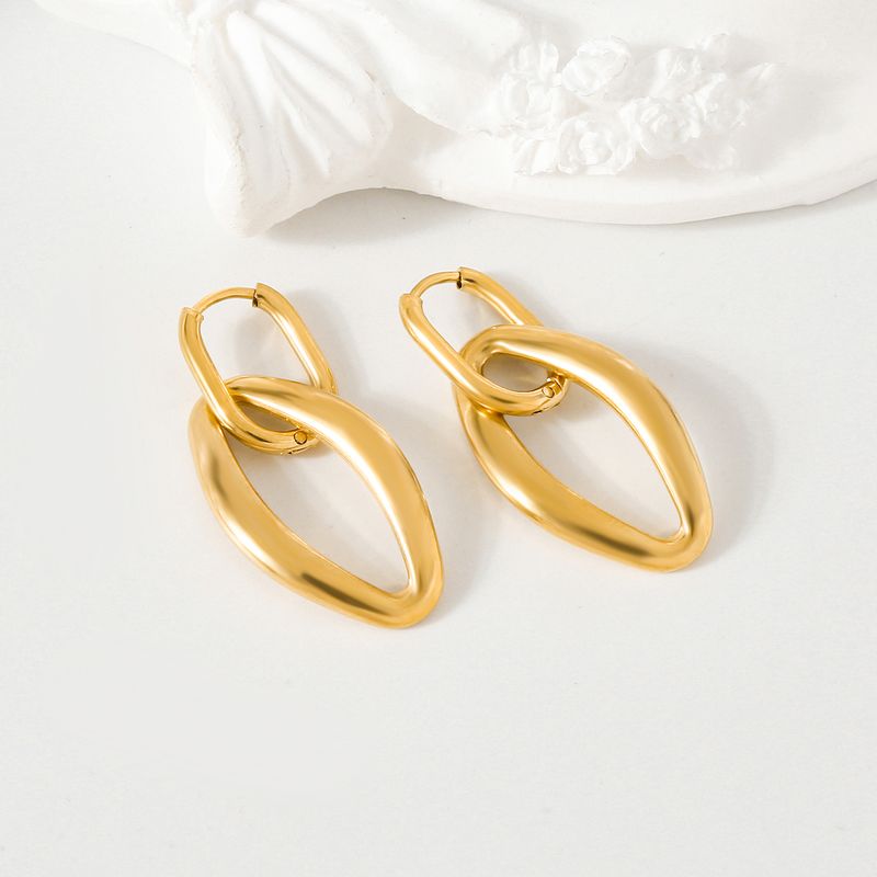 1 Pair Simple Style Classic Style Abstract Plating 304 Stainless Steel 18K Gold Plated Drop Earrings