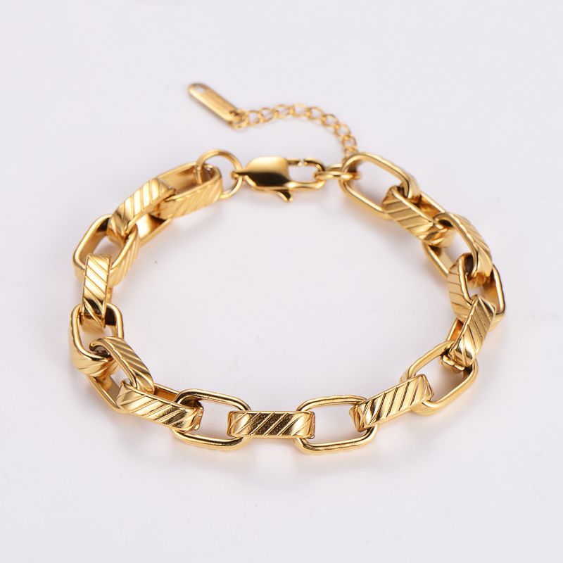 Casual Solid Color 304 Stainless Steel 18K Gold Plated Rose Gold Plated Bracelets In Bulk