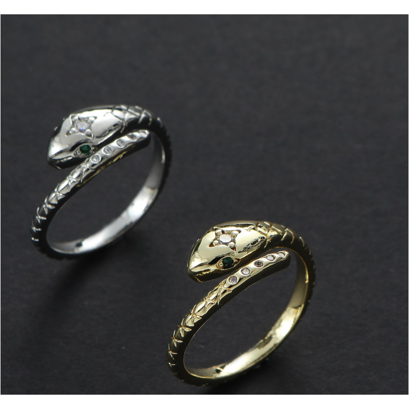 Stainless Steel IG Style Simple Style Classic Style Snake Inlay Zircon Open Rings