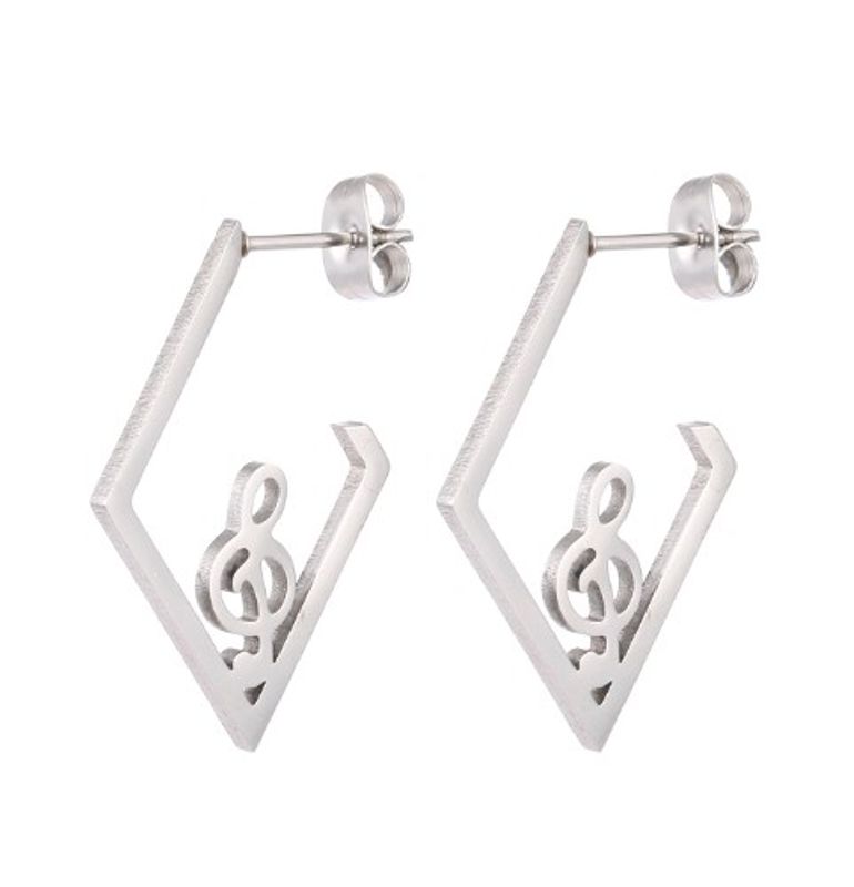 1 Pair Casual Glam Notes Stainless Steel Earrings