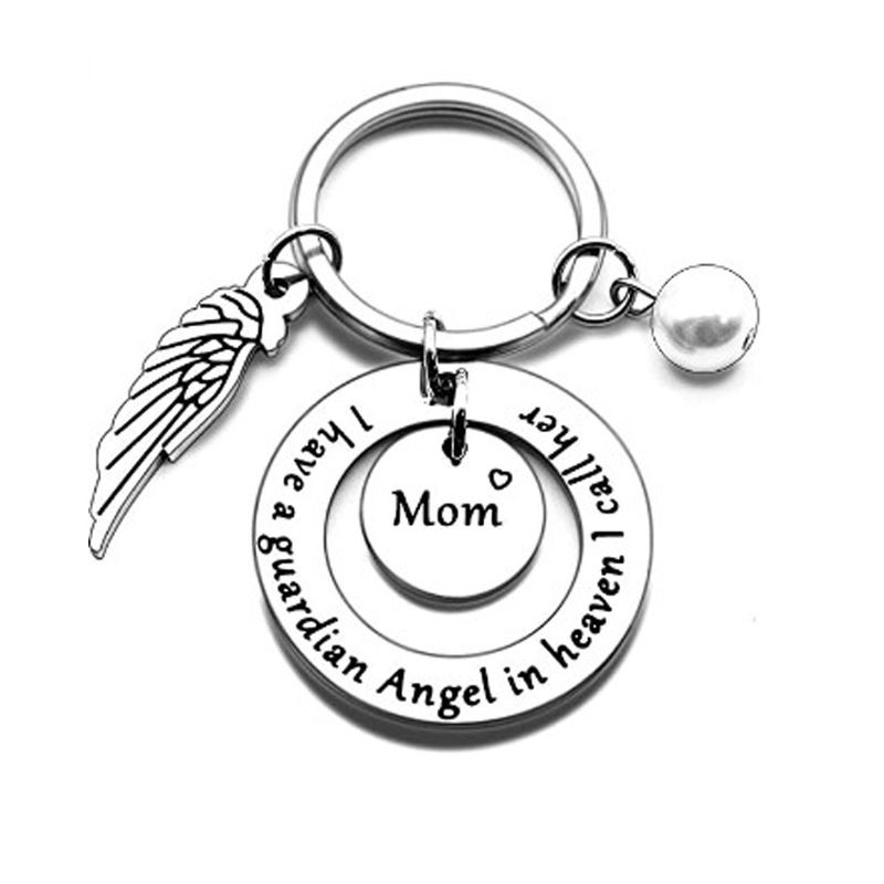 Simple Style Letter Wings 201 Stainless Steel Zinc Alloy Stoving Varnish Polishing Artificial Pearls Mother'S Day Father'S Day Unisex Keychain Bag Pendant