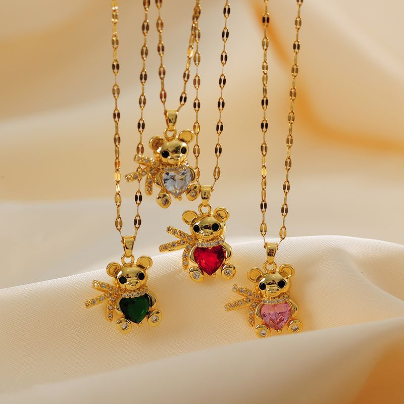 Kupfer Vergoldet Einfacher Stil Klassischer Stil Überzug Inlay Tragen Zirkon Halskette Mit Anhänger