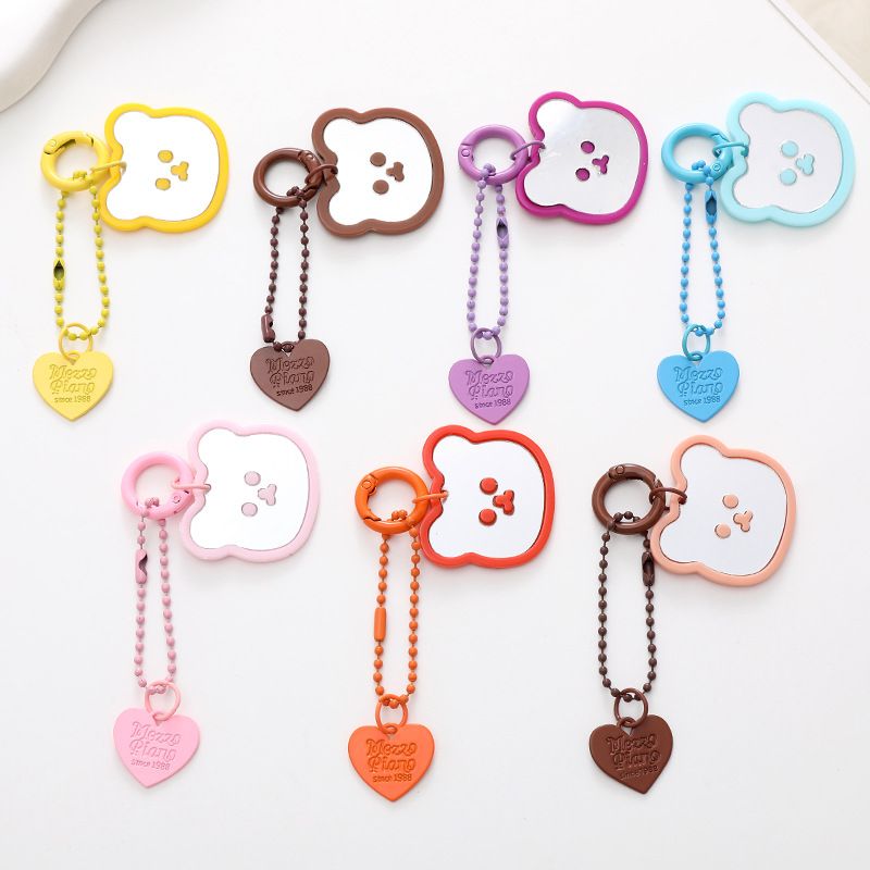 Cute Bear Heart Shape Arylic Plating Keychain