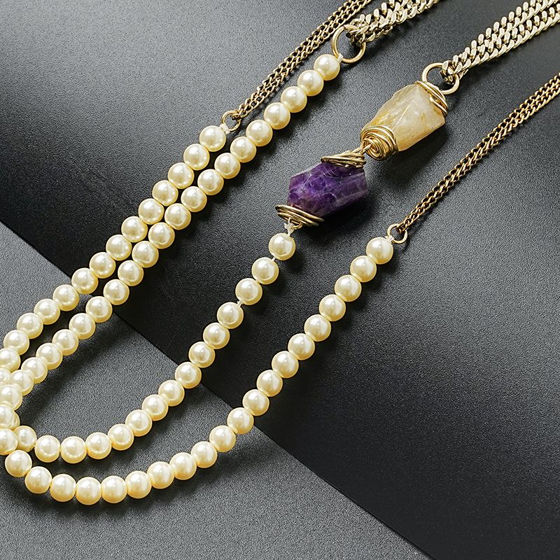 Einfacher Stil Klassischer Stil Einfarbig Kupfer Perlen Überzug Vergoldet Frau Pulloverkette