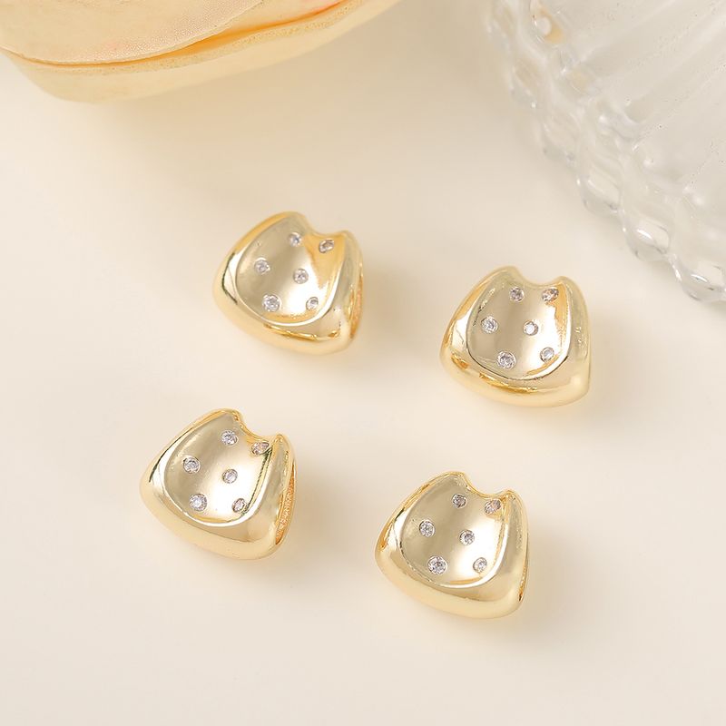 1 Piece 15*13mm 8.5*4.5mm Copper Zircon 18K Gold Plated Irregular Polished Beads