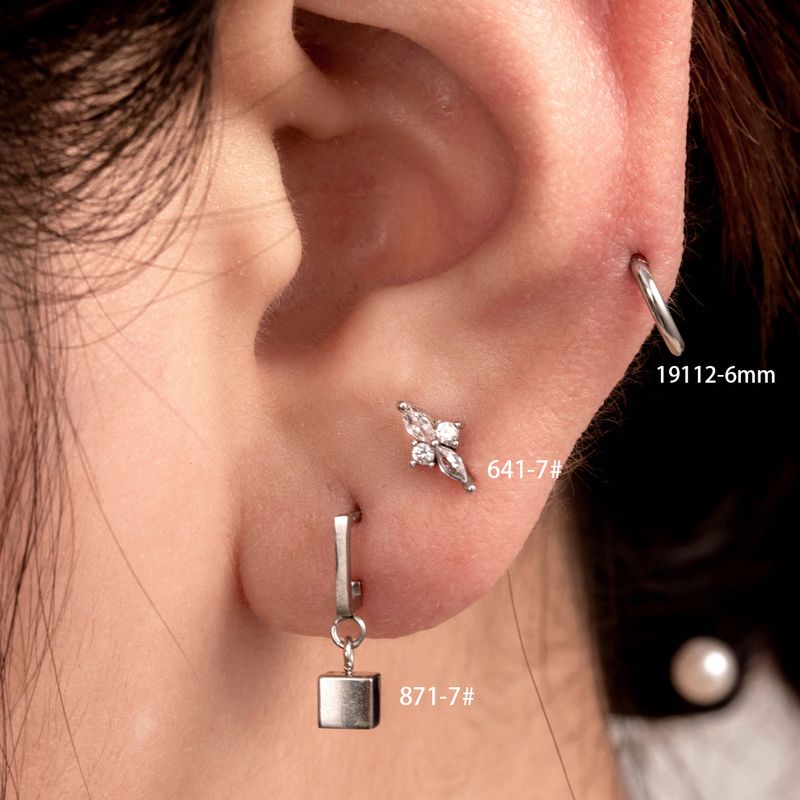 1 Piece IG Style French Style Simple Style Geometric Round Rhombus Inlay Copper Zircon Earrings Ear Studs