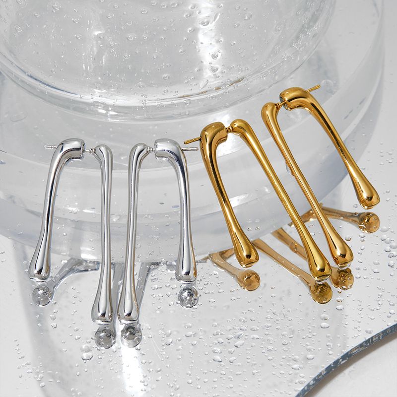 1 Pair IG Style Simple Style Solid Color 304 Stainless Steel 16K Gold Plated White Gold Plated Gold Plated Ear Studs