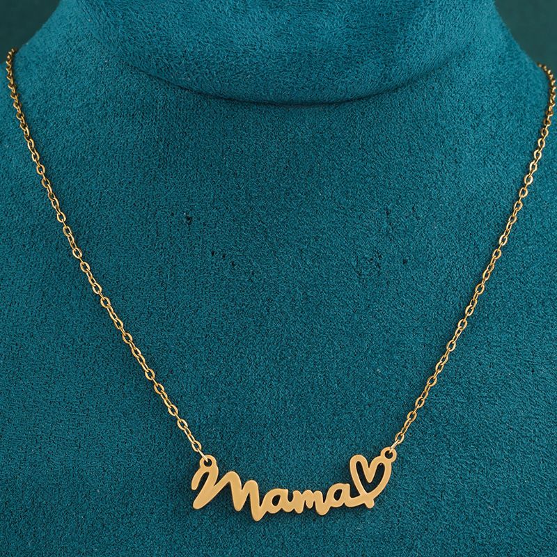 Wholesale Casual Modern Style Classic Style Letter Titanium Steel Asymmetrical 18K Gold Plated Pendant Necklace