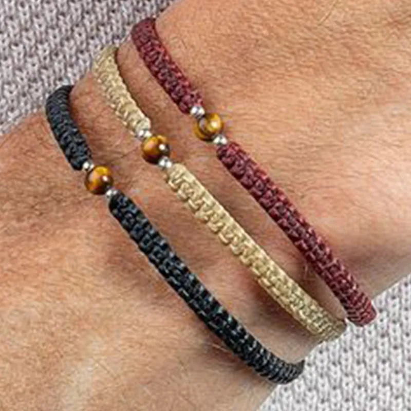 Streetwear Geometric Rope Tiger Eye Men's Drawstring Bracelets