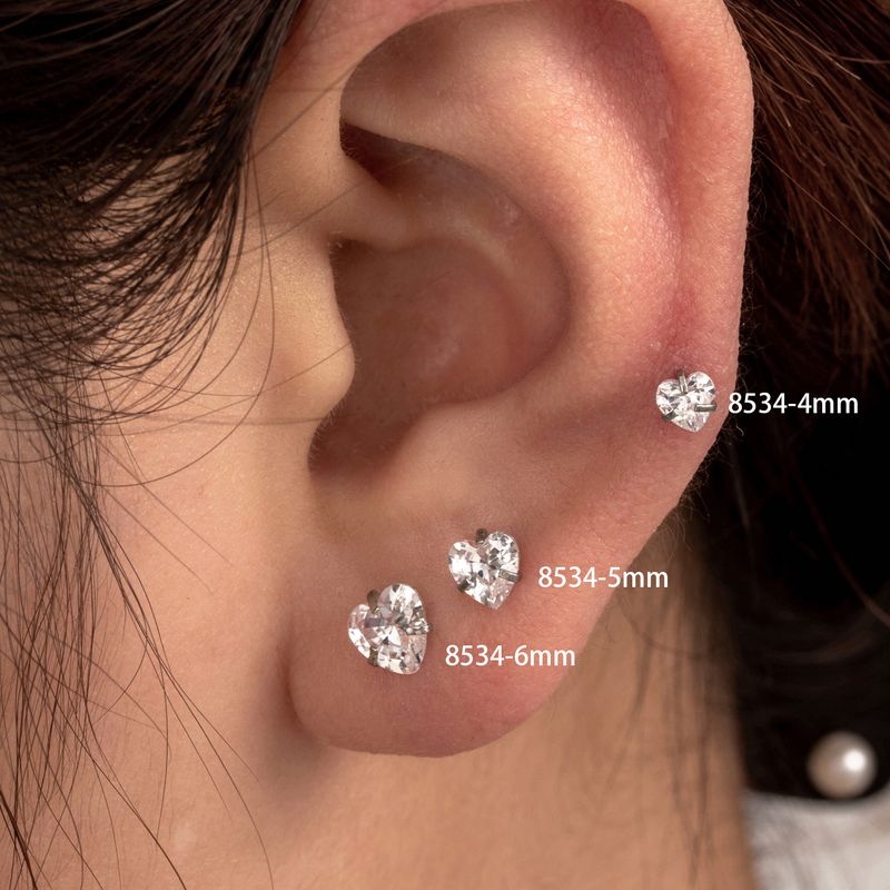 1 Pieza Casual Estilo Francés Estilo Coreano Forma De Corazón Embutido Acero Inoxidable 316 Circón Pendientes