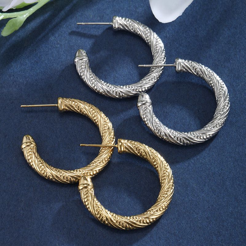 1 Pair XUPING Simple Style C Shape Irregular Geometric Plating 304 Stainless Steel 18K Gold Plated Raw Steel Ear Studs