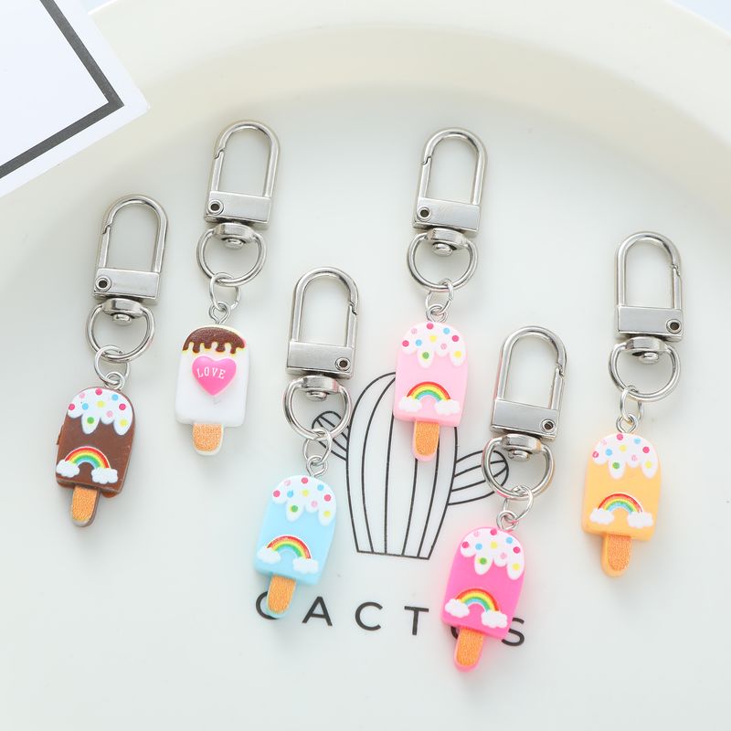 Cute Simple Style Ice Cream Rainbow Alloy Bag Pendant Keychain
