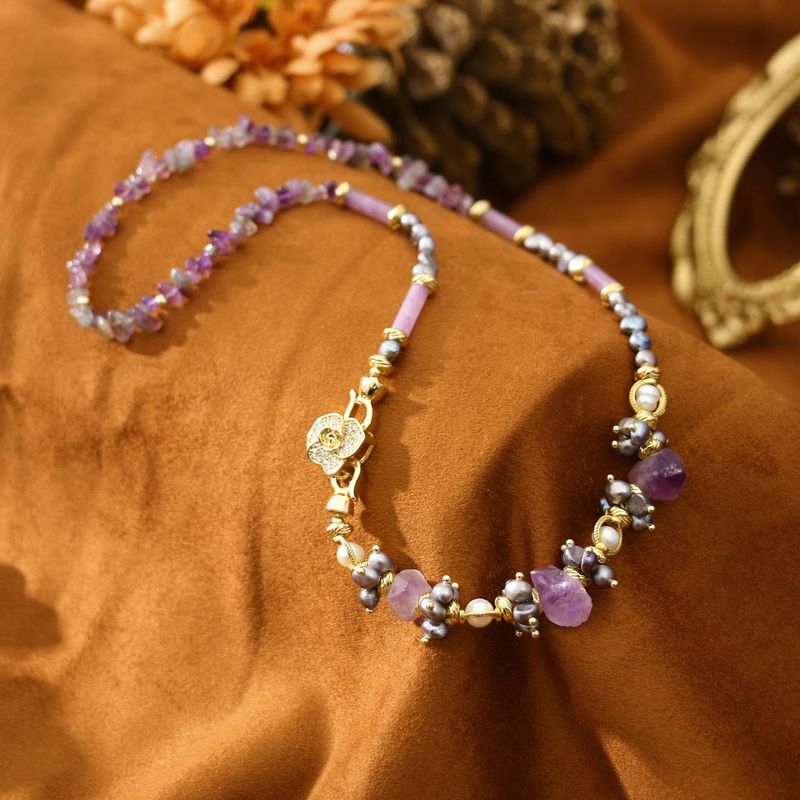Retro U-Form Süßwasserperle Glas Perlen Frau Armbänder Halskette