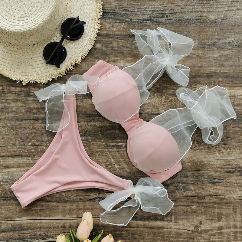 Frau Einfarbig 2-Teiliges Set Bikinis Bademode