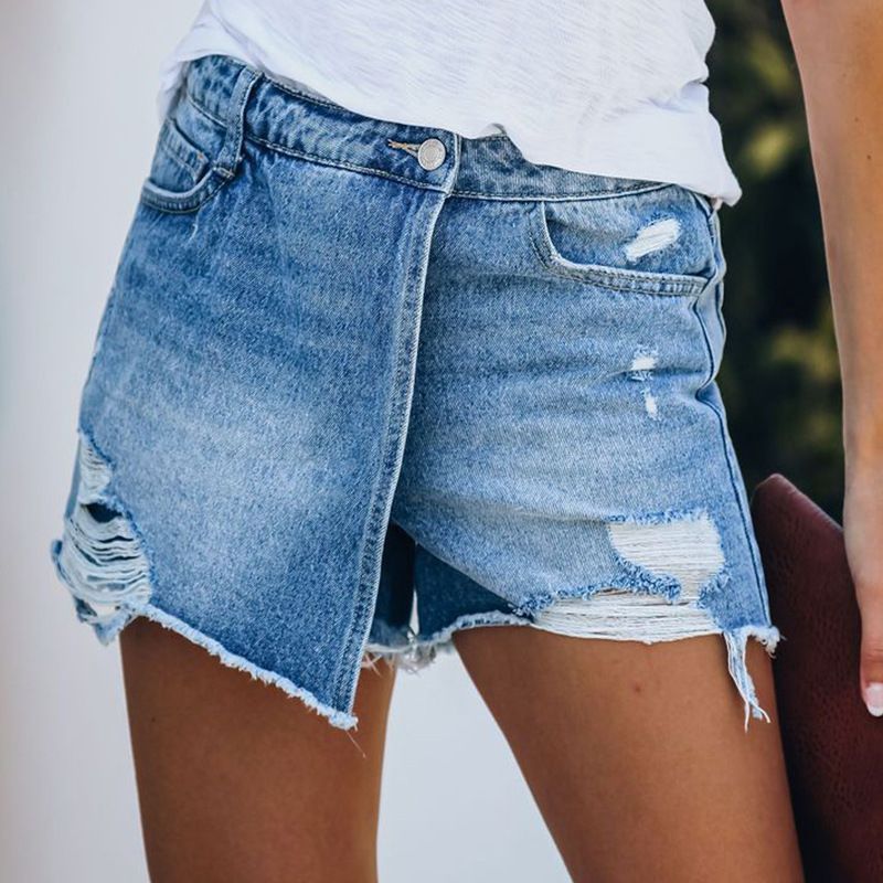 Femmes Décontractée Du Quotidien Style Simple Couleur Unie Shorts Jeans Pantalon Droit