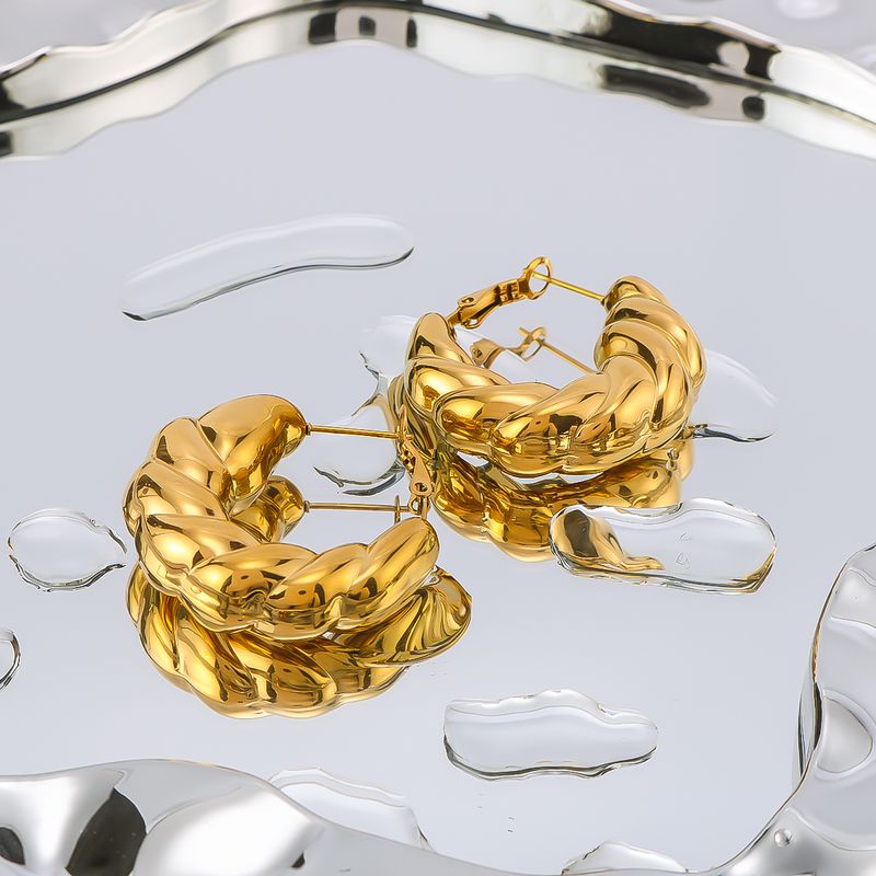 1 Pair IG Style Vintage Style Simple Style U Shape Simple 304 Stainless Steel 18K Gold Plated Earrings