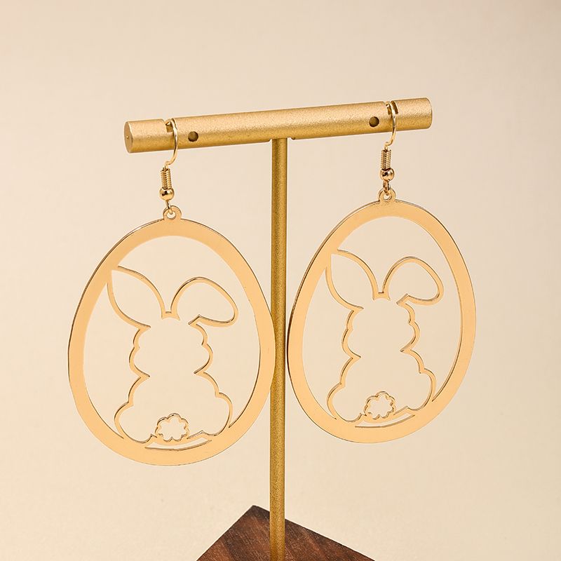 1 Pair Nordic Style Cute Simple Style Rabbit Hollow Out Alloy Drop Earrings