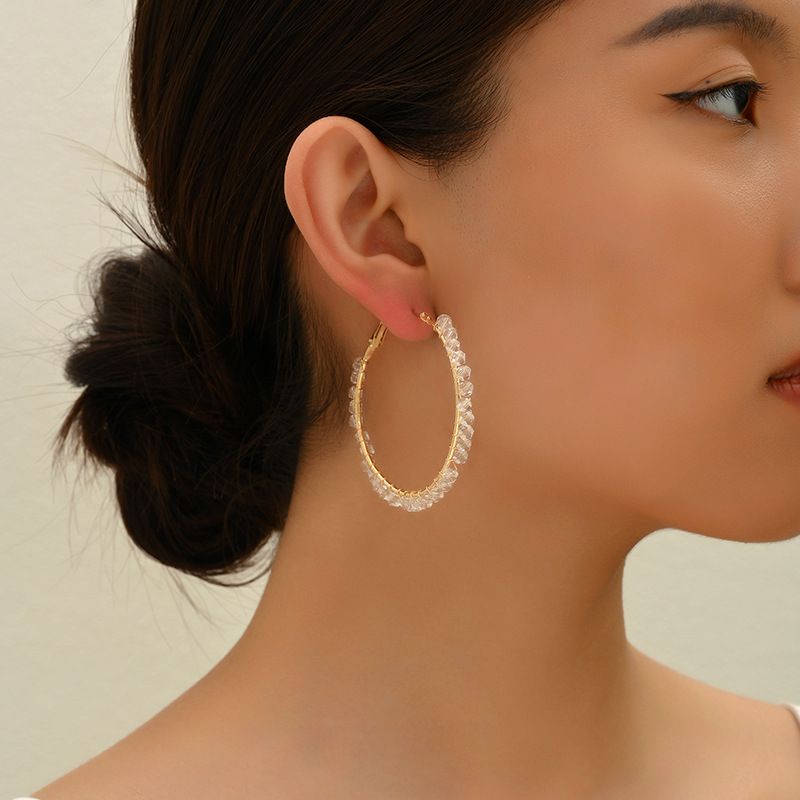 IG Style Simple Style Circle Zinc Alloy Crystal Women's Earrings 1 Pair