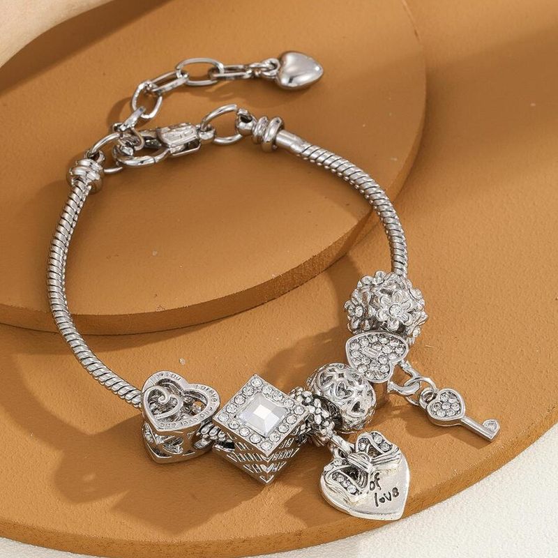 Artificial Crystal Copper White Gold Plated IG Style Modern Style Classic Style Square Heart Shape Glass Bracelets