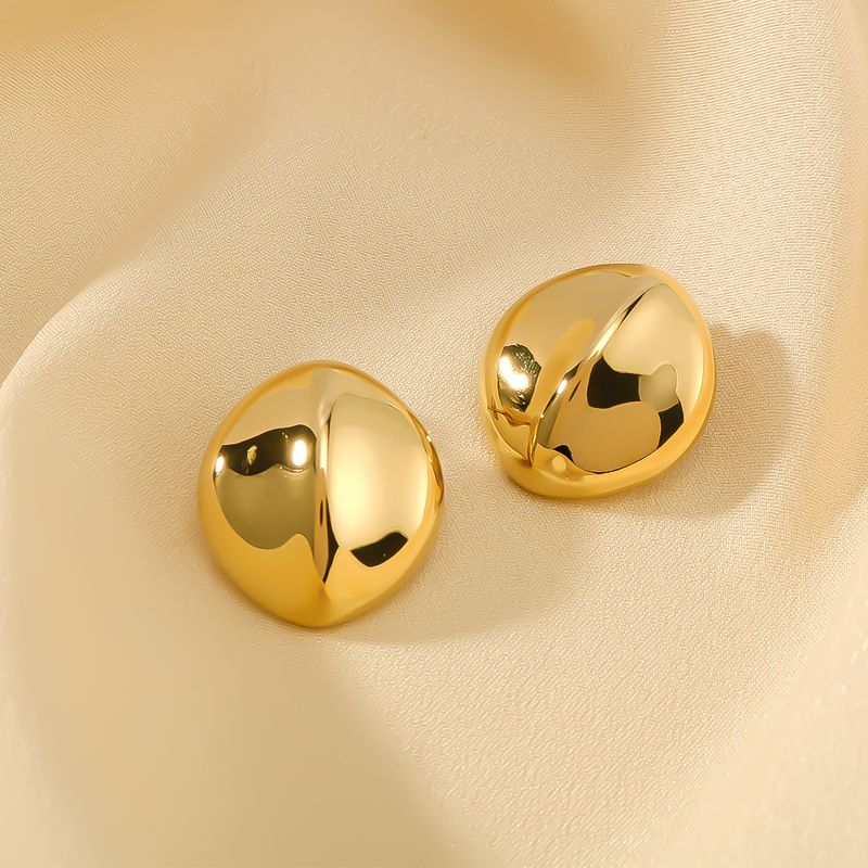 1 Pair IG Style Vintage Style Simple Style Simple Solid Color 304 Stainless Steel 18K Gold Plated Ear Studs