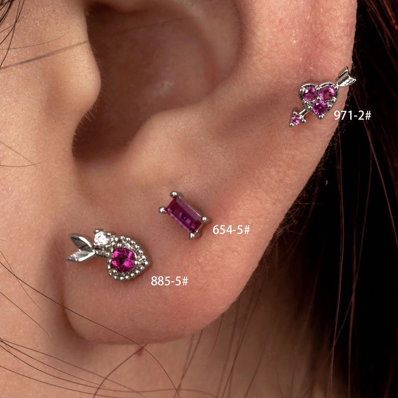 1 Piece Casual French Style Korean Style Geometric Heart Shape Inlay Copper Zircon Ear Studs