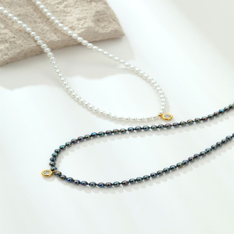 Einfacher Stil Klassischer Stil Runden Imitationsperle Perlen Überzug 18 Karat Vergoldet Frau Halskette