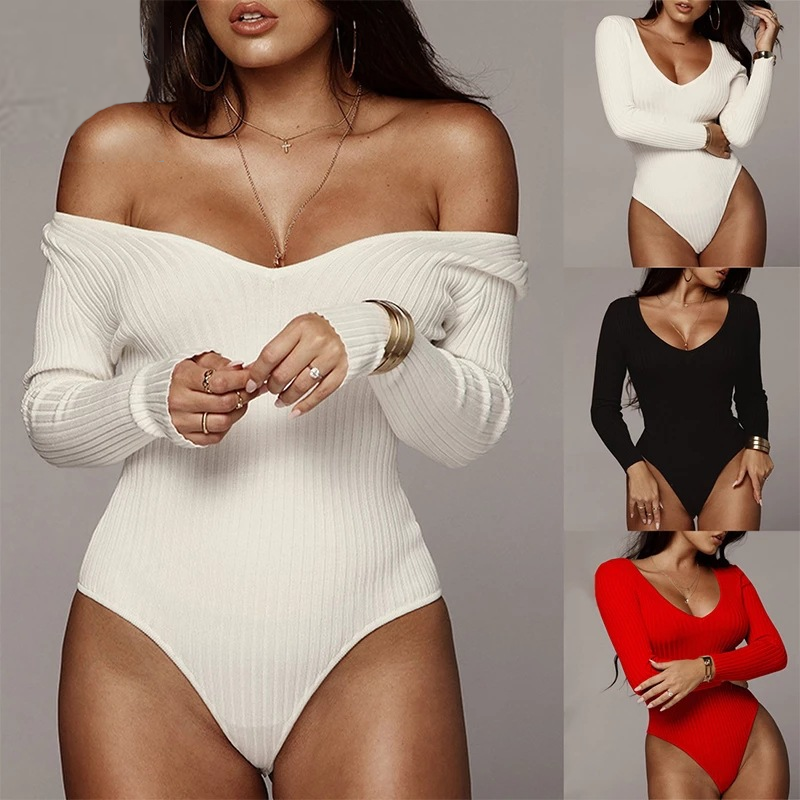 Women's Bodysuits Long Sleeve Bodysuits Sexy Solid Color