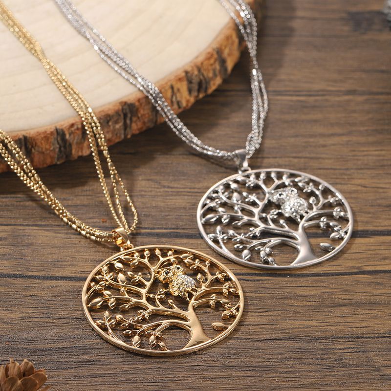 Vintage Style Simple Style Solid Color Zinc Alloy Plating Inlay Rhinestones 18K Gold Plated Silver Plated Women's Pendant Necklace