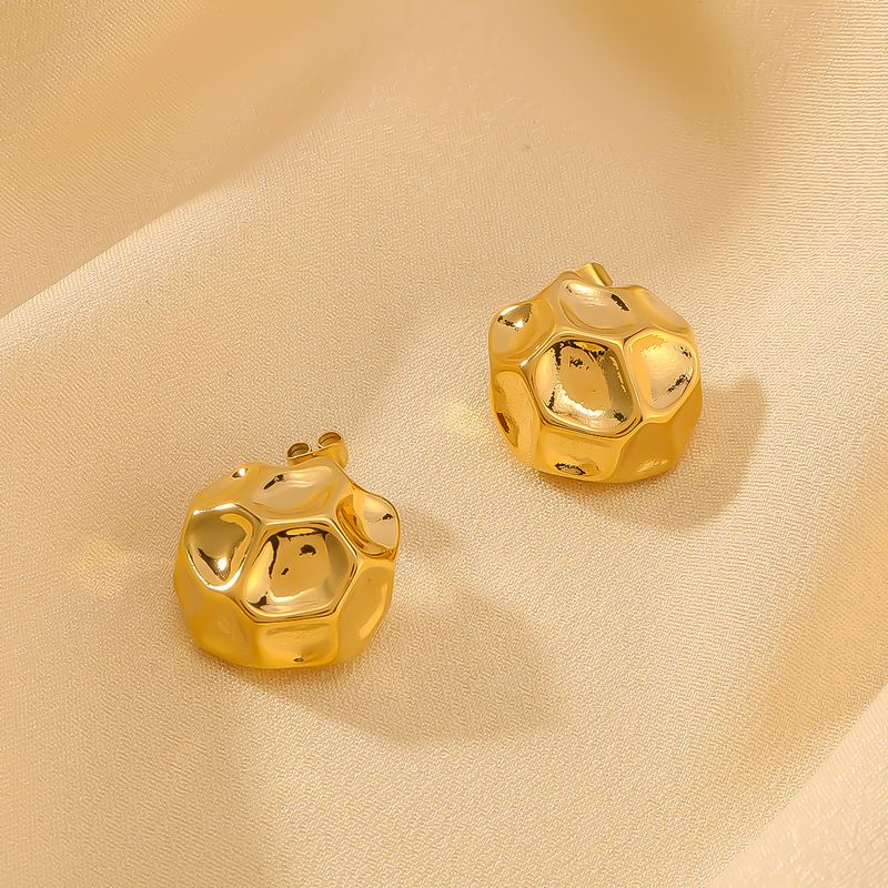 1 Pair IG Style Elegant Round Solid Color Asymmetrical 304 Stainless Steel 18K Gold Plated Ear Studs