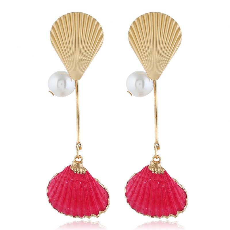 1 Pair Elegant Vacation Simple Style Shell Alloy Gold Plated Drop Earrings