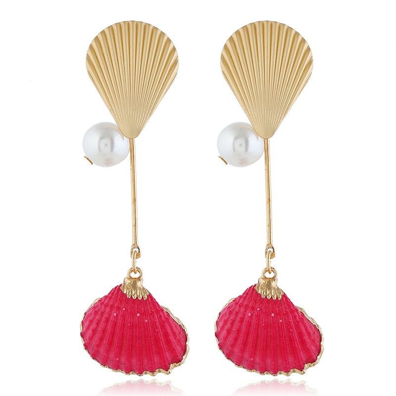 1 Paire Élégant Vacances Style Simple Coquille Alliage Plaqué Or Boucles D'oreilles