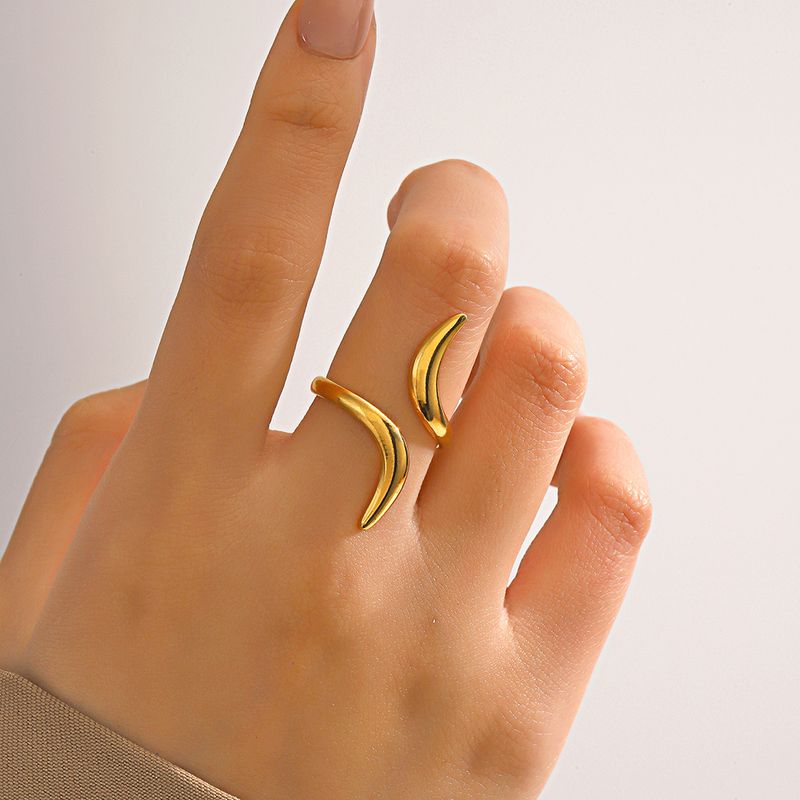 Edelstahl 304 18 Karat Vergoldet IG-Stil Einfacher Stil Linien Offener Ring