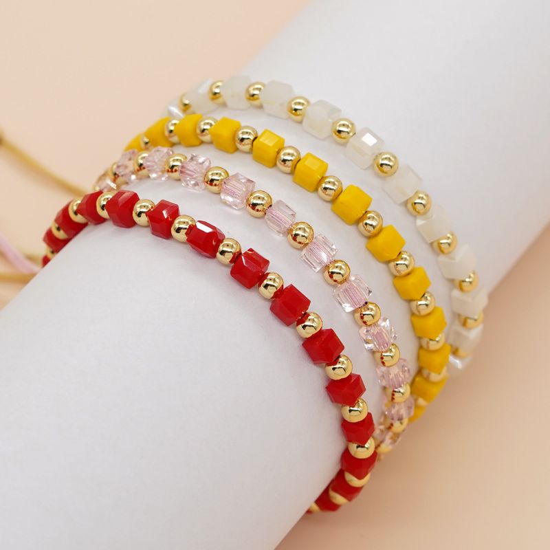 Estilo Simple Estilo Clásico Color Sólido Cristal Artificial Con Cuentas Mujeres Pulsera